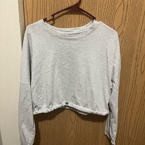 Calvin Klein Women's Light Gray Cropped long sleeve t shirt